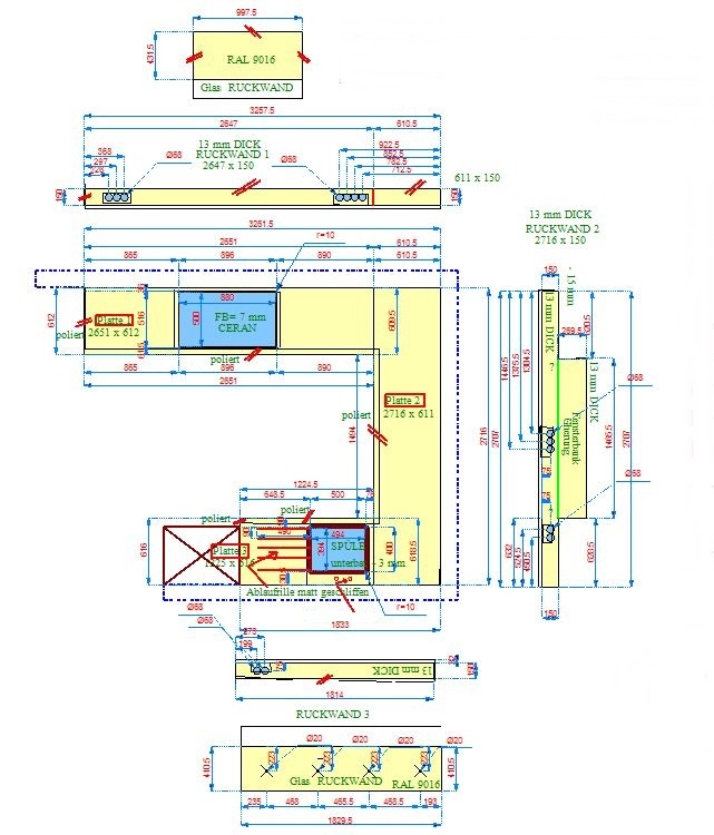 CAD Zeichnug Caesarstone Pure White/ Perfekt White Arbeitsplatten CAD Zeichnug Caesarstone Pure White/ Perfekt White Arbeitsplatten