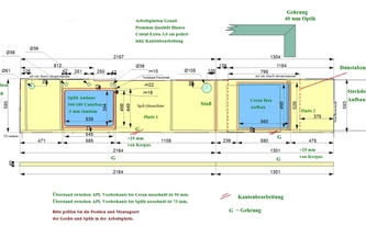 CAD Zeichnung der Küchenzeile in Aalen