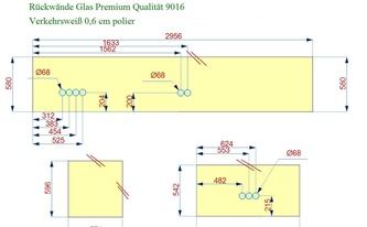 CAD Zeichnung: Glasrückwände