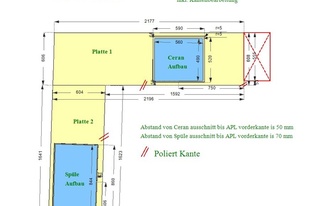 Zeichnung der L-Küche in Alfter