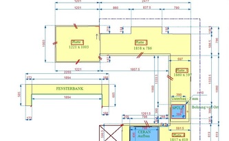 CAD Zeichnug der Caesarstone Arbeitsplatten in Aschaffenburg