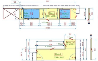 CAD Zeichnug; Granit Areitsplatten und Wischleisten