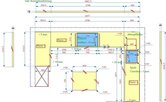 CAD Zeichnung der  Granit Arbeitsplatten, Tischplatte und Wischleisten