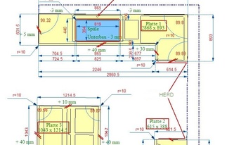 CAD Zeichnung der Granit Küchenarbeitsplatten Devil Black