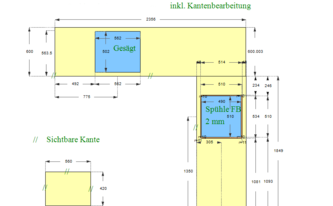 Zeichnung der Küche in Bad Honnef