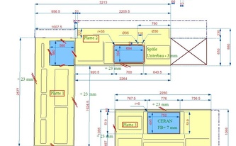 CAD Zeichnung der Keramik Arbeitsplatten