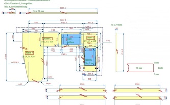 CAD Zeichnung der Marmor Arbeitsplatten, Wischleisten und Blenden