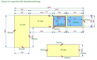 CAD Zeichnung der Granit Arbeitsplatten Star Galaxy