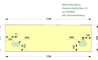 Zeichnung der Dekton Rückwand in Bensheim