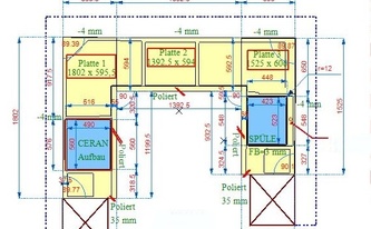 CAD Zeichnung der Granit Arbeitsplatten Star Galaxy in Bensheim