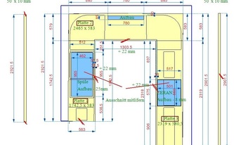 CAD Zeichnung der Granit Arbeitsplatten und Sockelleisten