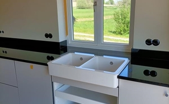 IKEA HAVSEN Spülstein in der Granit Arbeitsplatte Devil Black