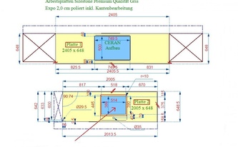 CAD Zeichnung der Gris Expo Silestone Arbeitsplatten