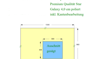 CAD Zeichnung der Granitplatte für die Kücheninsel