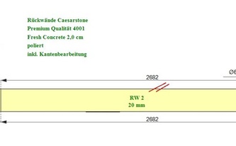 CAD Zeichnung der zwei Caesarstone Rückwände