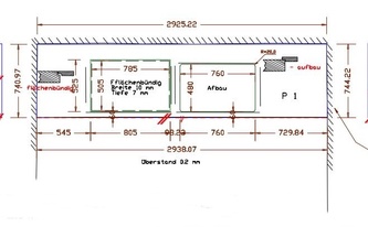 CAD Zeichnung der Küchenzeile mit Silestone Arbeitsplatte