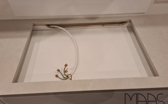 Aufbauausschnitt in der Silestone Arbeitsplatte Desert Silver