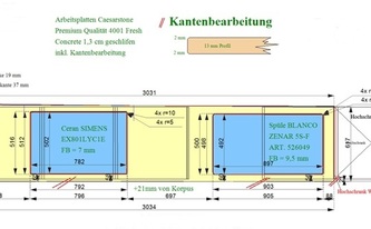 Zeichnung der Küchenzeile in Berlin