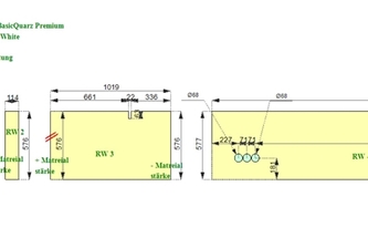 CAD Zeichnung der vier CTX-BasicQuarz Rückwände 8868 Argos White