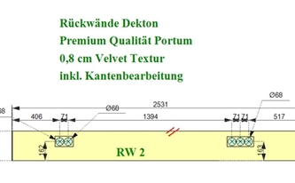 CAD Zeichnung der Dekton Rückwände für Berlin