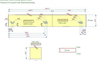 CAD Zeichnung der Granit Rückwände