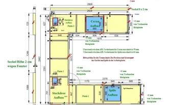 CAD Zeichnung der U-förmigen Küche in Berlin