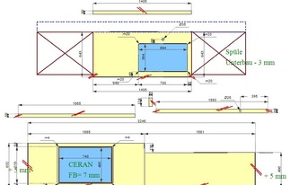 CAD Zeichnung der drei Level Arbeitsplatten