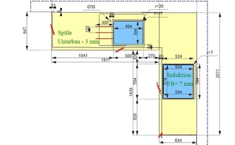 CAD Zeichnung der IKEA Küche in Berlin