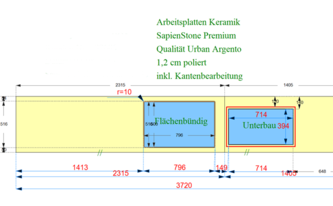 CAD Zeichnung der SapienStone Arbeitsplatten