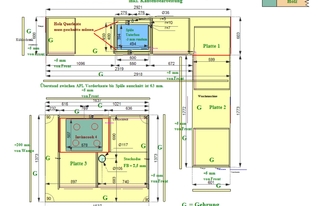 CAD Zeichnung der Laminam Arbeitsplatten in Berlin