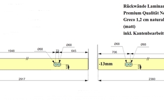 CAD Zeichnung der Laminam Rückwände