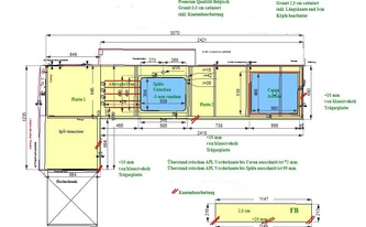 CAD Zeichnung der schmalen Küche in Berlin