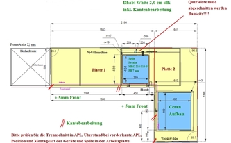 CAD Zeichnung der L-förmigen Küche in Berlin
