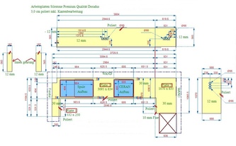 CAD Zeichnung der Silestone Arbeitsplatten und Rückwänden Doradus