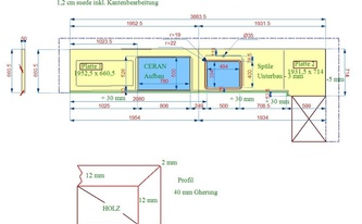 CAD Zeichnung der Silestone Arbeitsplatten in Berlin