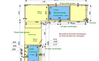 CAD Zeichnung der IKEA Küche in Bingen am Rhein