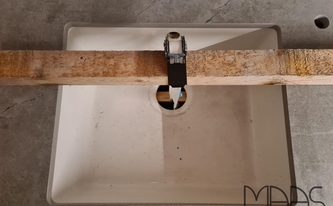 Unterbauspüle und Armaturbohrung in der Dekton Arbeitsplatte Soke