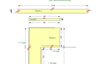 CAD Zeichnung der Erweiterung der Arbeitsplatten
