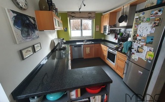 Küche in Bonn mit Granit Arbeitsplatte und Sockelleisten Nero Impala / Impala Scuro MD