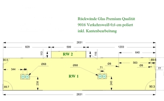 Zeichnung der Glasrückwand in Bonn