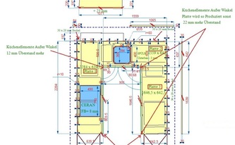 CAD Zeichnung der Granit Arbeitsplatten und Wandabschlussprofile Devil Black