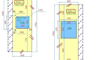 CAD Zeichnung der Granit Arbeitsplatten Imperial White 