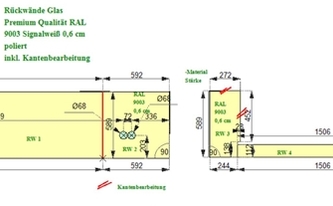 CAD Zeichnung der Glasrückwände