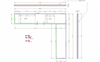 Zeichnung der Nero Assoluto Granit Arbeitsplatte