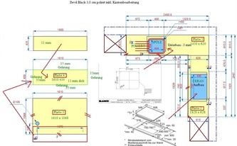 Zeichnung der Granit Arbeitsplatte für die Küche in Bonn