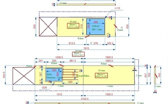 CAD Zeichnung der Granit Arbeitsplatten und Wischleisten Paradiso Scuro/ Classico