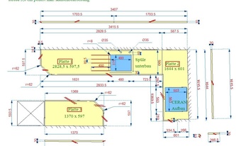 CAD Zeichnung der Granit Arbeitsplatten