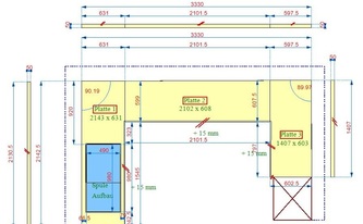 CAD Zeichnug der Granit Rosso Balmoral Arbeitsplatten