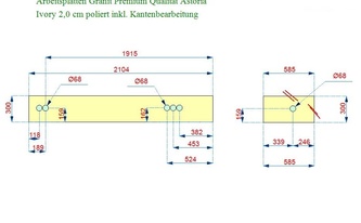 CAD Zeichnung der Granit Rückwände in Bonn