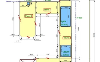 CAD Zeichnung der U-Küche in Bonn